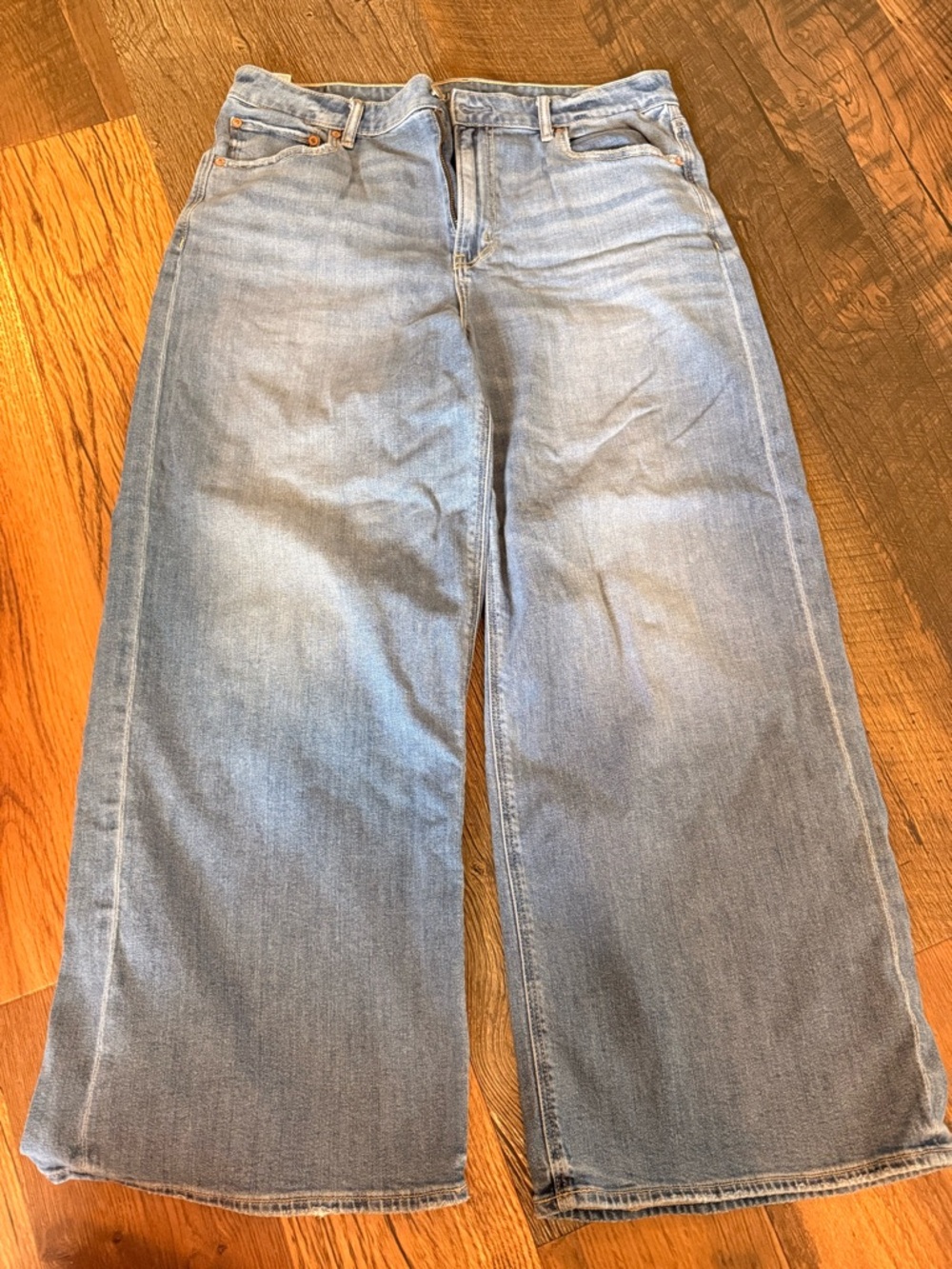 American Eagle Outfitters Light Blue Wide-Leg Jeans Size: 12S